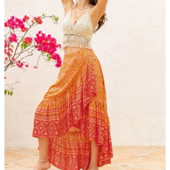 Boho black  ruffle hem maxi skirt - Picture 12 of 12